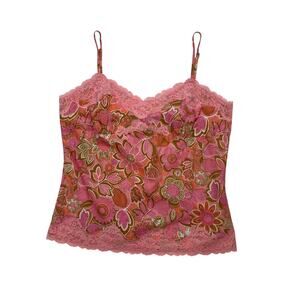 Y2K Express Cotton Floral Lace Trim Camisole